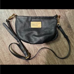Marc Jacobs Black Leather Crossbody Bag with Gold Hardware